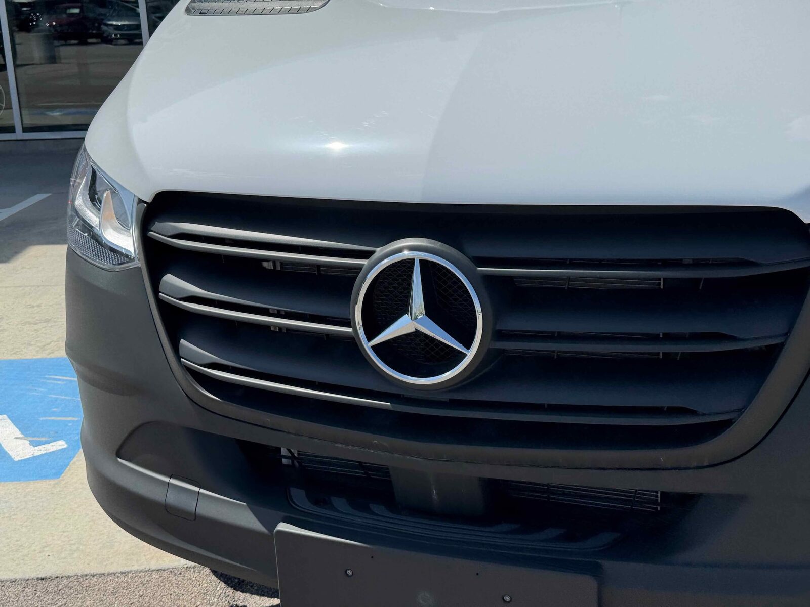 Close-up of the Mercedes Sprinter grille